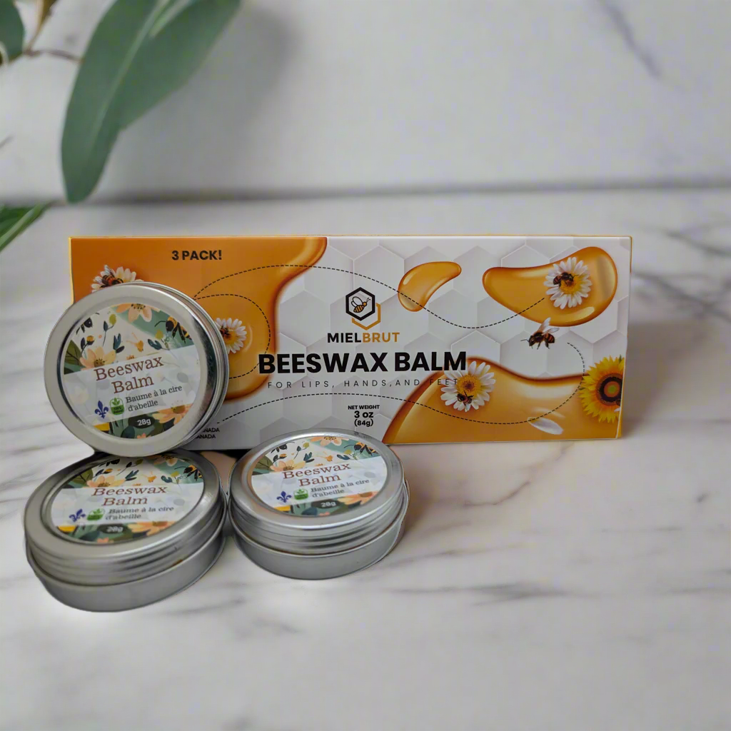 Trio de Baumes à la Cire d'Abeille – Lèvres & Peau | Mielbrut.com