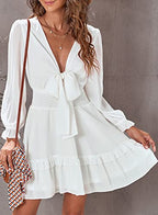 AILUNSNIKA Women's Knotted Tiered Mini Dress