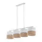 Linobianco 4-Light Linear Pendant with Linen & Jute Shades for Kitchen Island & Dining Table