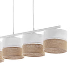 Linobianco 4-Light Linear Pendant with Linen & Jute Shades for Kitchen Island & Dining Table