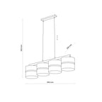 Linobianco 4-Light Linear Pendant with Linen & Jute Shades for Kitchen Island & Dining Table