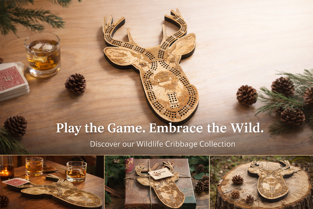 Plateau de Cribbage Tête de Cerf – Gravé au Laser – Artisanat Canadien – Creations by Alfie