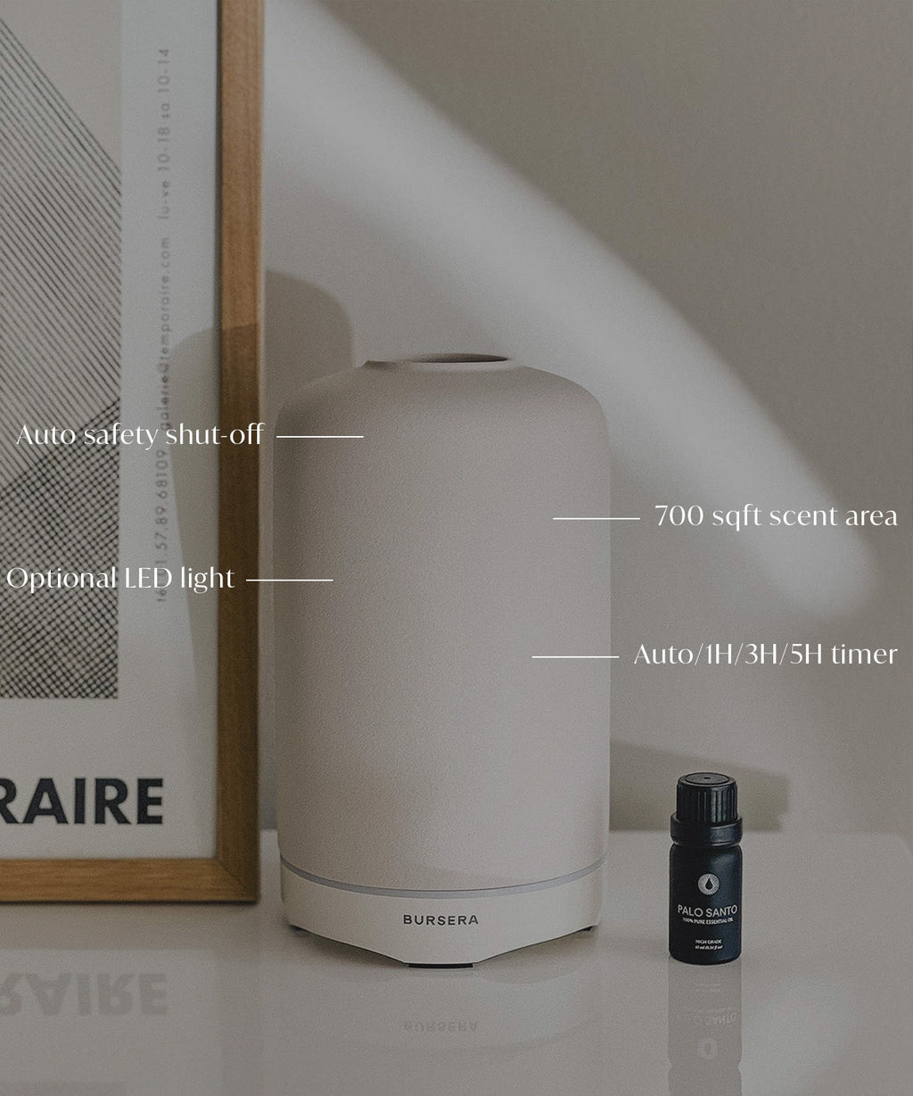 Diffuseur d'Huiles Essentielles – Céramique Blanche Matte – Bursera