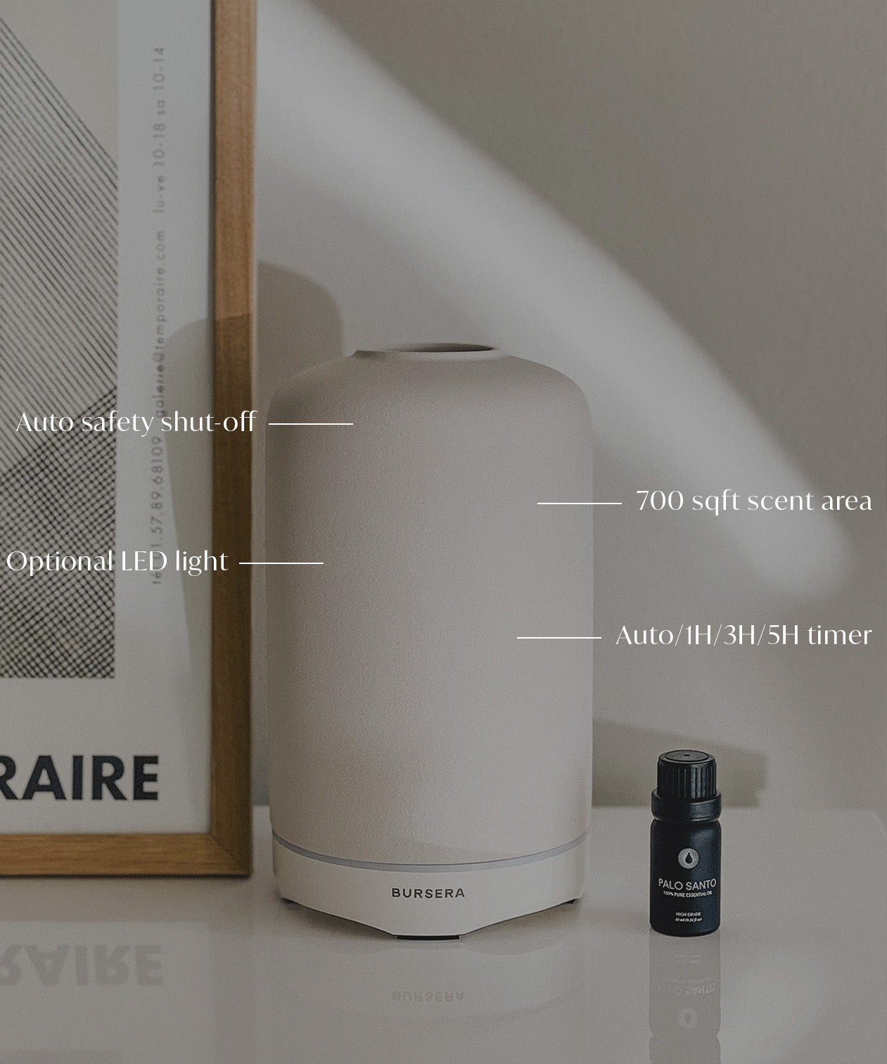 Diffuseur d'Huiles Essentielles – Céramique Blanche Matte – Bursera