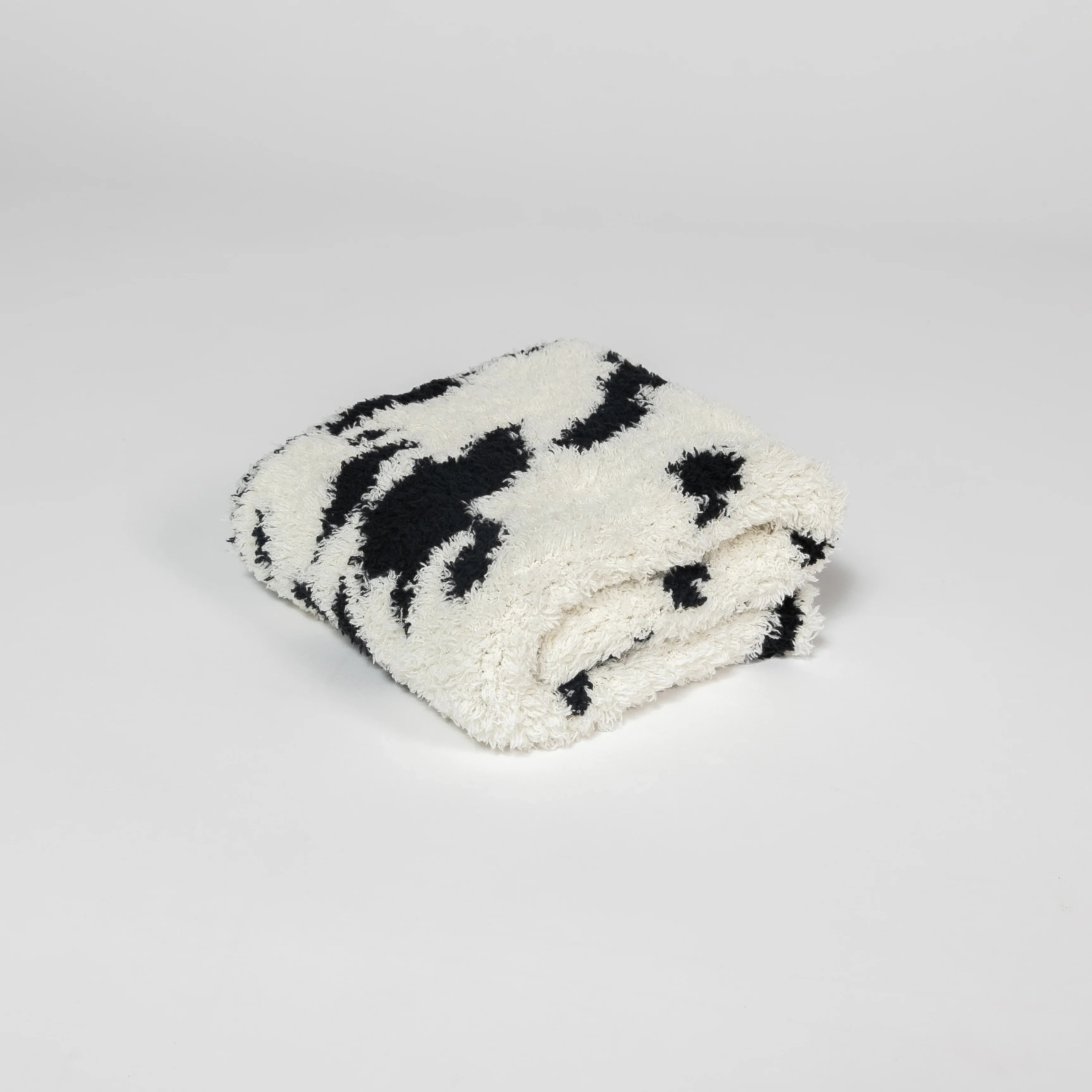 Black & Off-White Cow Print Lovey Baby Blanket