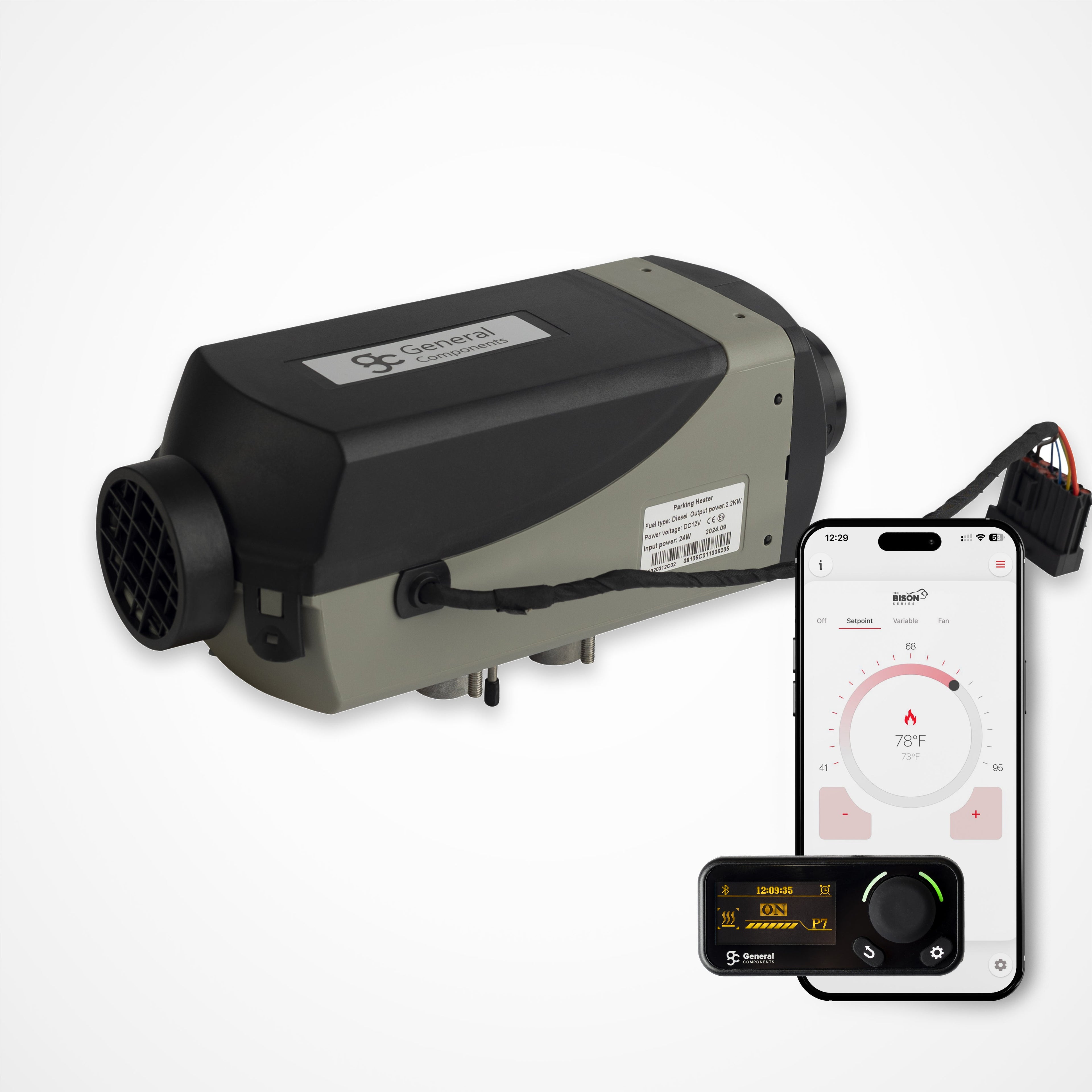BISON 2200A Heater Kit, 12V, Diesel, Digital Controller