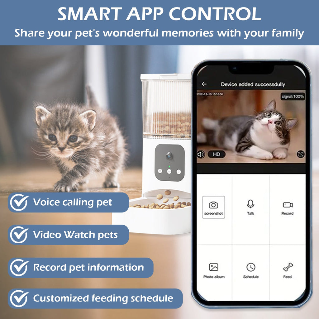 Distributeur Automatique de Nourriture Chat & Chien avec Caméra HD – Abreuvoir Inclus – Mogozone