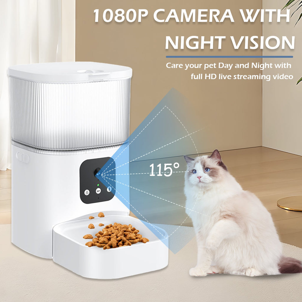 Distributeur Automatique de Nourriture Chat & Chien avec Caméra HD – Abreuvoir Inclus – Mogozone