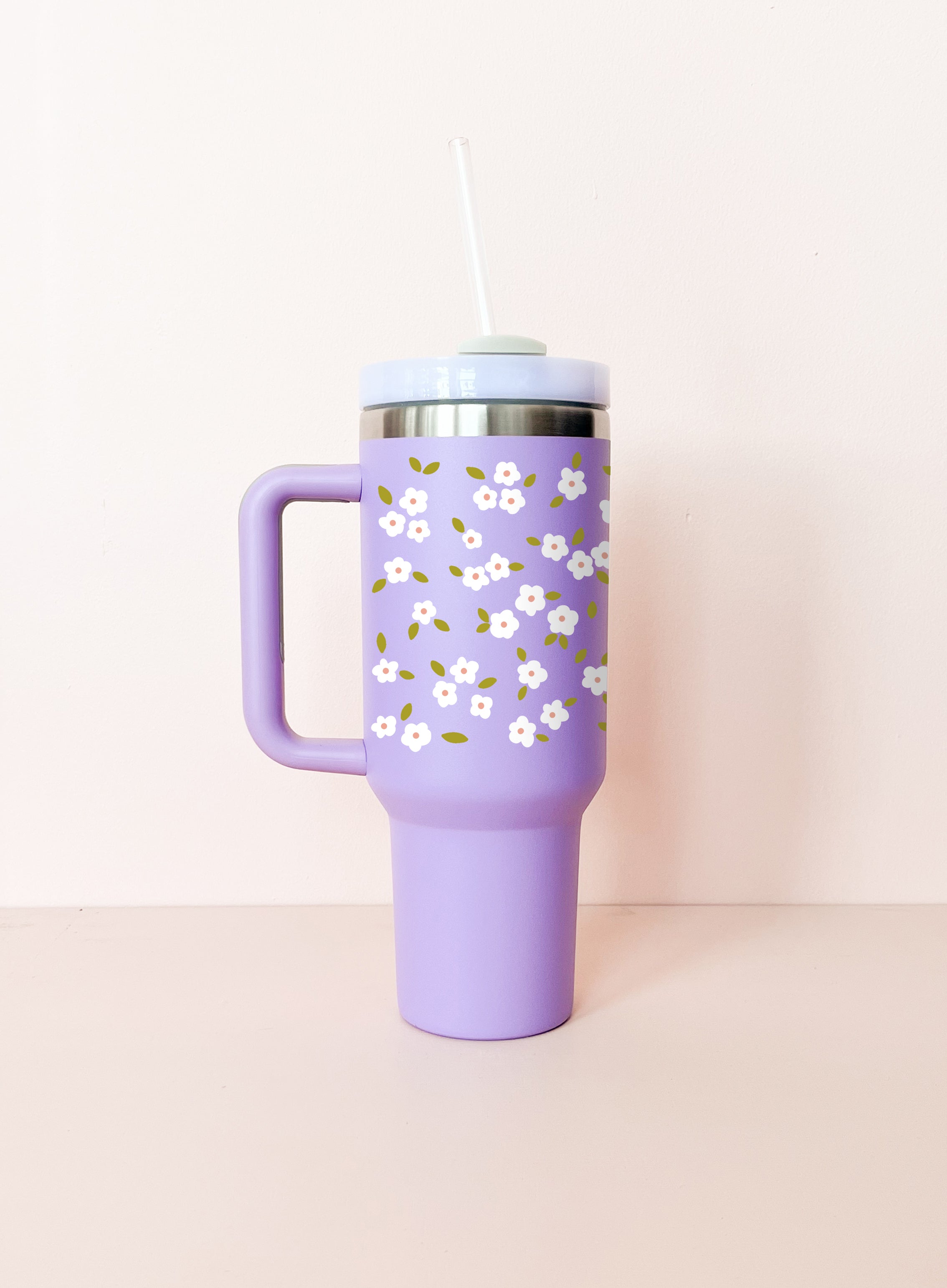 Gobelet isotherme 40oz - lavande Bloom blanc