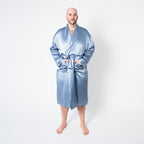 Peignoir en Soie Mulberry pour Homme – Bleu Crépuscule – Luxe & Confort – Forsters Finery