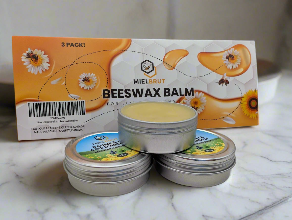 Trio de Baumes à la Cire d'Abeille – Lèvres & Peau | Mielbrut.com