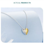 Gold Plated Heart Pendant Necklace For Women - 925 Sterling Silver Couple Heart Jewelry