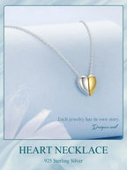 Gold Plated Heart Pendant Necklace For Women - 925 Sterling Silver Couple Heart Jewelry