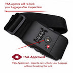 TSA-Approved Luggage Straps with Combination Lock – Adjustable Cross Suitcase Belt (20–34”) with Name Tag