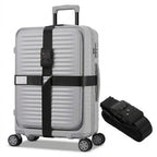 TSA-Approved Luggage Straps with Combination Lock – Adjustable Cross Suitcase Belt (20–34”) with Name Tag