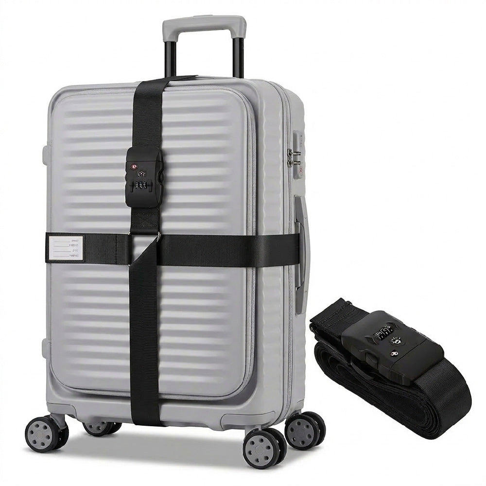 TSA-Approved Luggage Straps with Combination Lock – Adjustable Cross Suitcase Belt (20–34”) with Name Tag