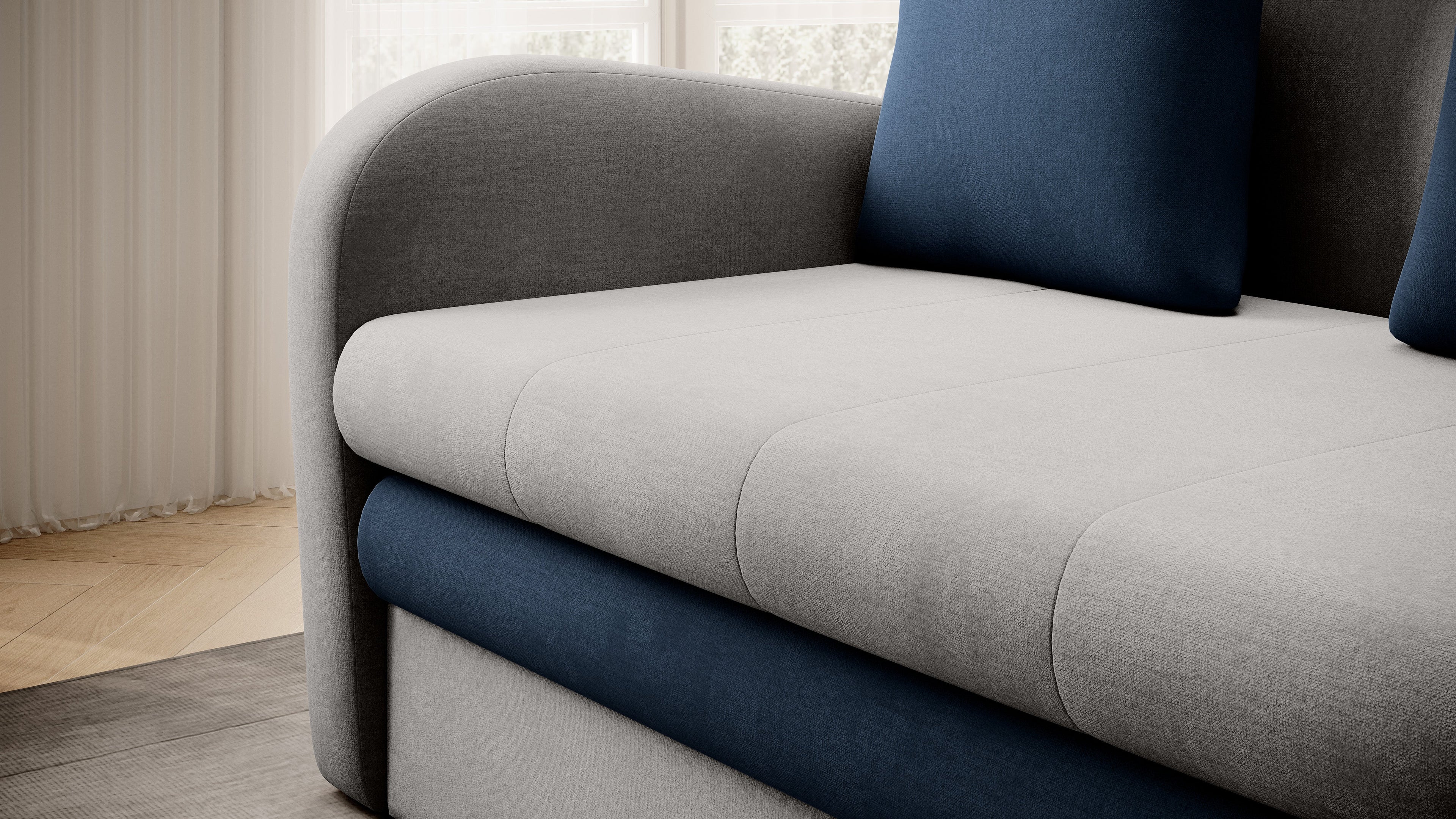 Ario Condo Style 2 Seater Storage Sleeper Sofa - Grey/Navy