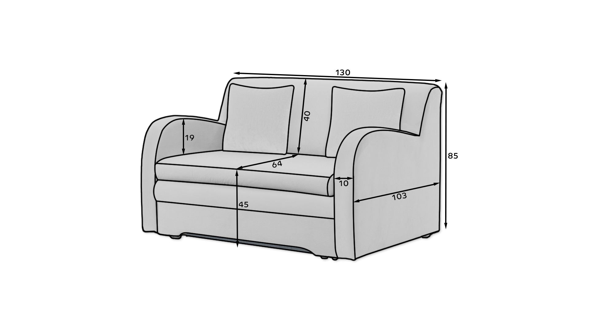 Ario Condo Style 2 Seater Storage Sleeper Sofa - Grey/Navy