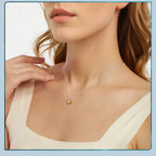 Gold Plated Heart Pendant Necklace For Women - 925 Sterling Silver Couple Heart Jewelry