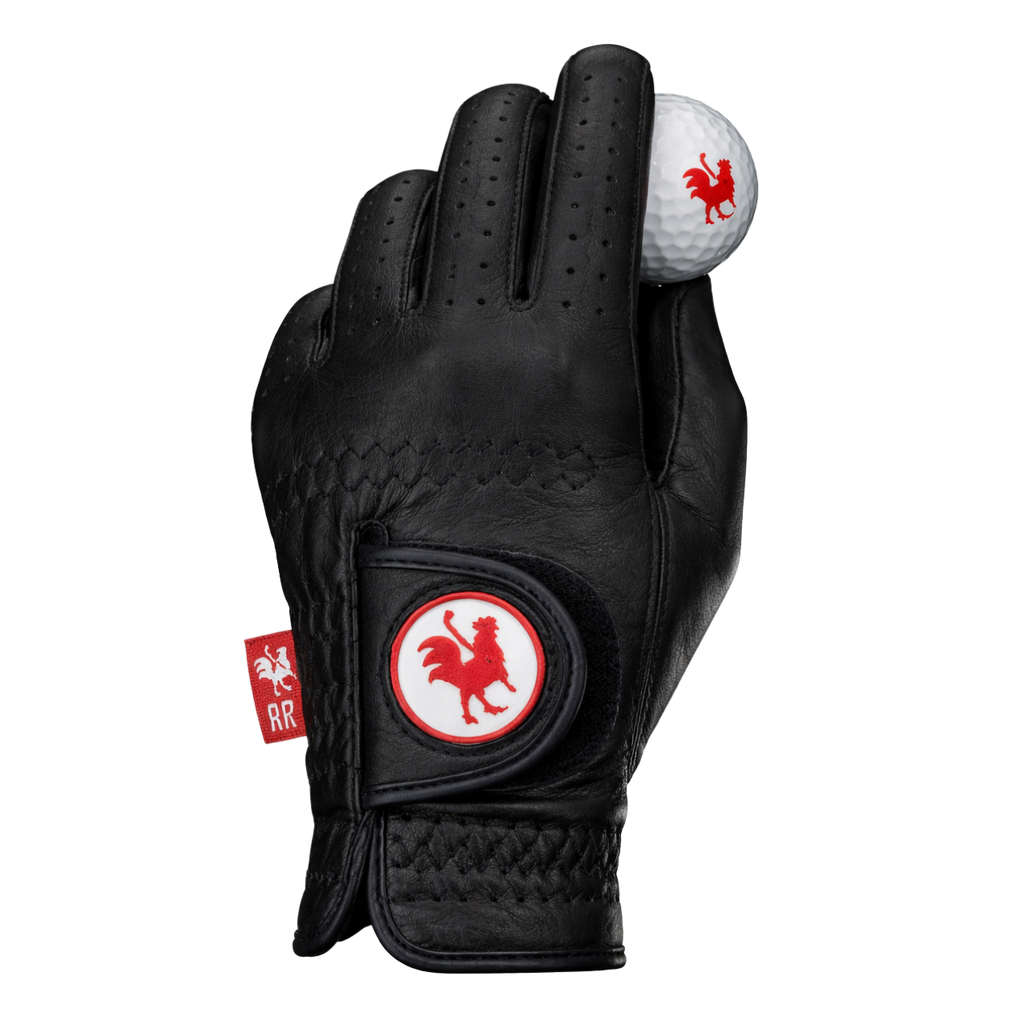 Gant de Golf Femme – The Saddle – Cuir Cabretta Noir Premium – Red Rooster Golf