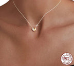Gold Plated Heart Pendant Necklace For Women - 925 Sterling Silver Couple Heart Jewelry