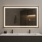 Ondelle Rectangular LED Bathroom Mirror — Frosted Front Perimeter + Backlit Halo, Anti-Fog | 4 Sizes