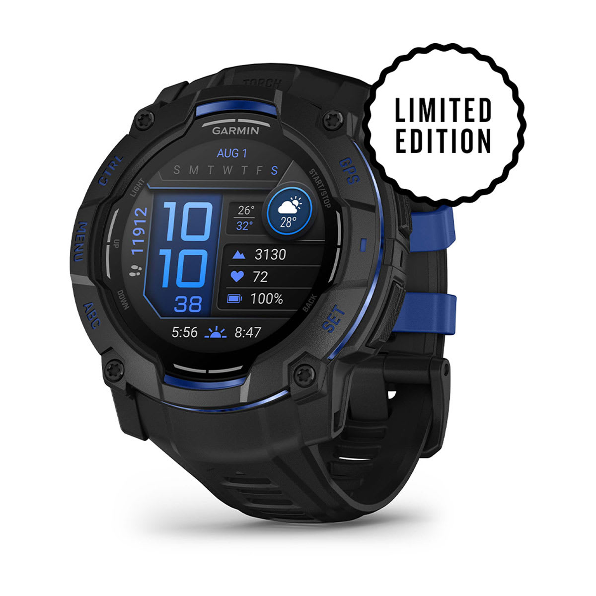 Garmin Instinct® 3 AMOLED (50 mm) - Rugged GPS Watch - Black/Bolt Blue