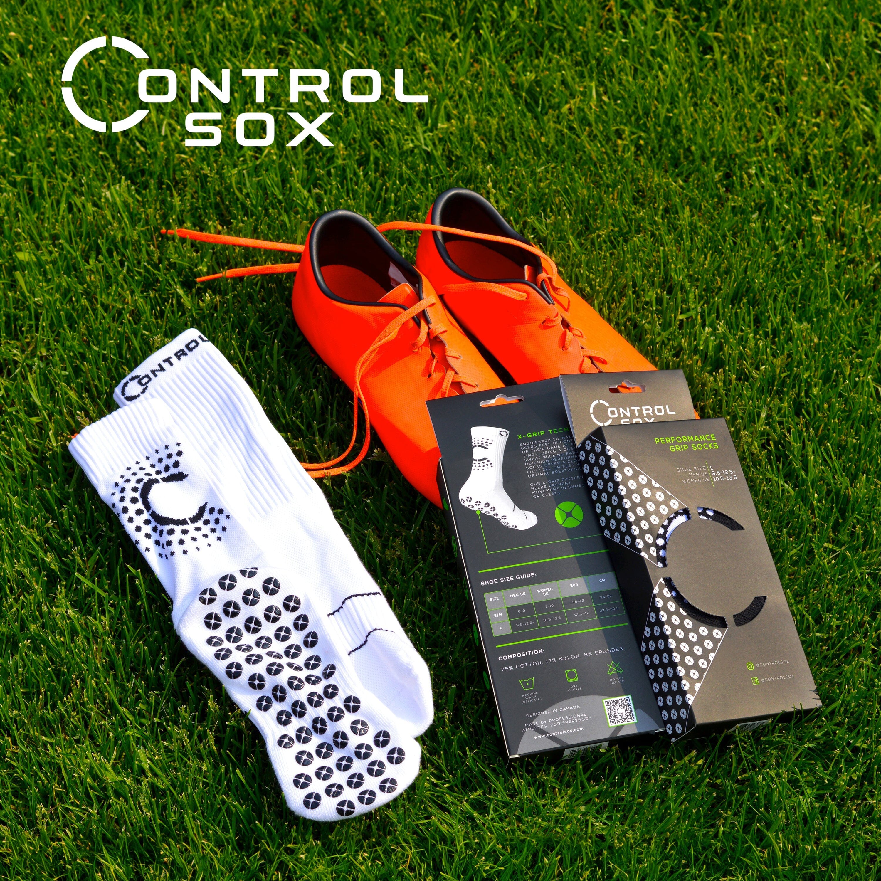 Control Sox 2.0 – Chaussettes Antidérapantes Sport – Technologie Grip en X