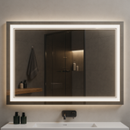 Ondelle Rectangular LED Bathroom Mirror — Frosted Front Perimeter + Backlit Halo, Anti-Fog | 4 Sizes