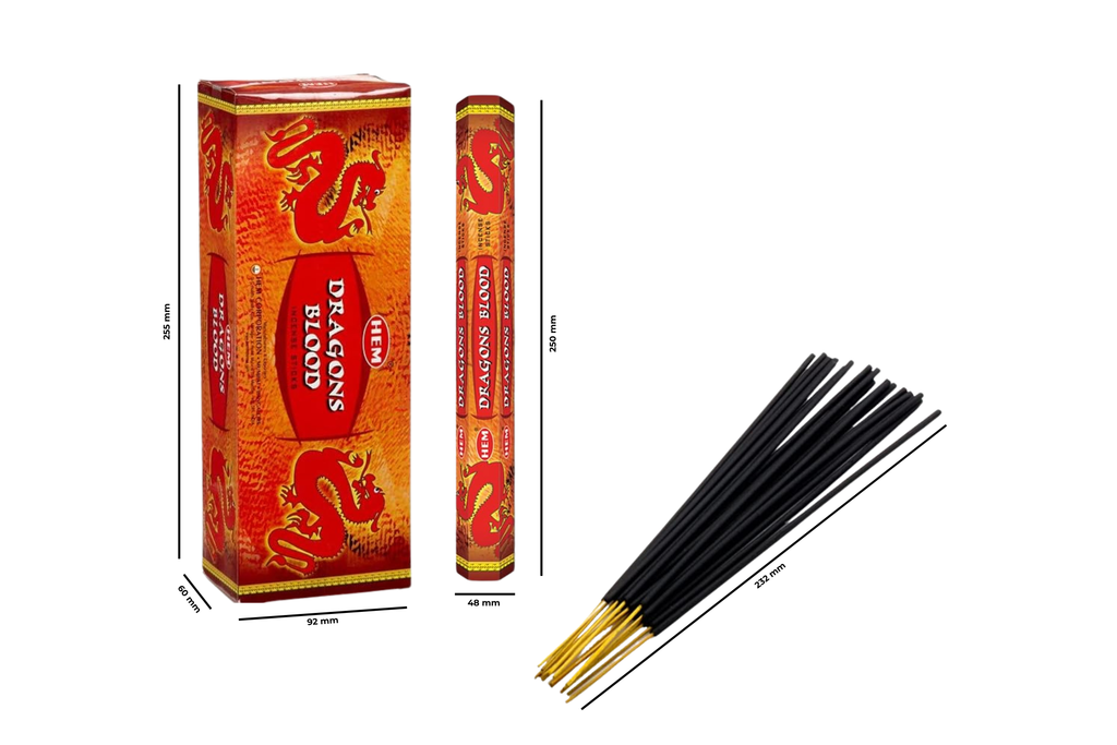 Bâtonnets d'Encens Sang de Dragon HEM – Purification & Méditation – Roulés à la Main en Inde