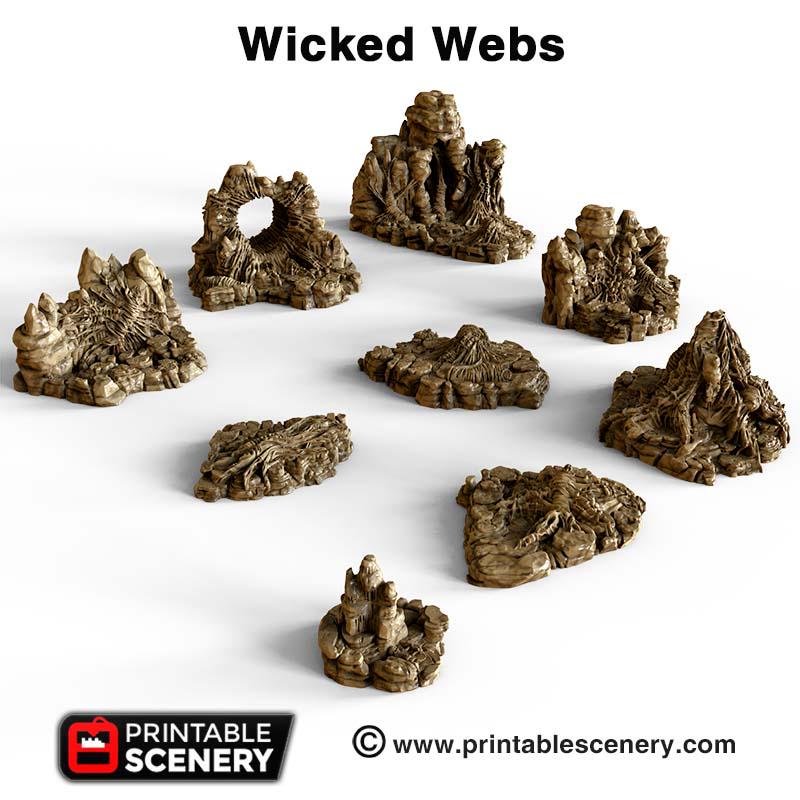 Wicked Webs – Set de 9 Pièces de Terrain Donjon – D&D / TTRPG – The Beaver and Broadsword