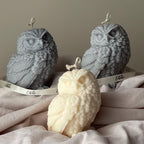 Bougie Hibou Sculptée – Cire de Soja Artisanale – Déco Automne – Estelle Studio