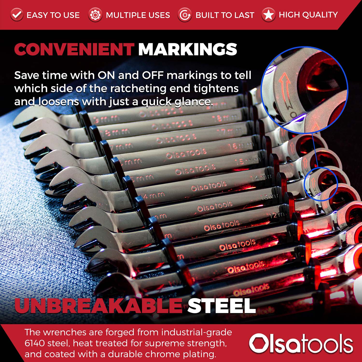 Ensemble de Clés à Cliquet 120 Dents – Olsa Tools Canada