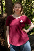 MAPLE LEAF Women's 100% Organic Cotton Tee - Maroon